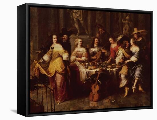 Holiday Meal (Oil on Canvas)-Hieronymus Janssens-Framed Stretched Canvas