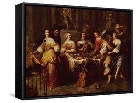 Holiday Meal (Oil on Canvas)-Hieronymus Janssens-Framed Stretched Canvas