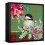 Holiday Poinsettia and Cardinal on Plaid II-Patricia Pinto-Framed Stretched Canvas