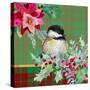 Holiday Poinsettia and Cardinal on Plaid II-Patricia Pinto-Stretched Canvas