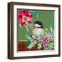 Holiday Poinsettia and Cardinal on Plaid II-Patricia Pinto-Framed Art Print