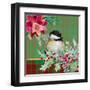 Holiday Poinsettia and Cardinal on Plaid II-Patricia Pinto-Framed Art Print