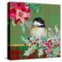 Holiday Poinsettia and Cardinal on Plaid II-Patricia Pinto-Stretched Canvas
