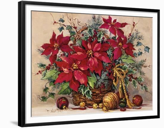 Holiday Poinsettia Basket-Barbara Mock-Framed Premium Giclee Print