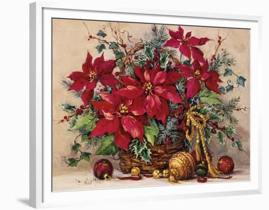 Holiday Poinsettia Basket-Barbara Mock-Framed Premium Giclee Print