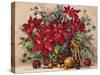 Holiday Poinsettia Basket-Barbara Mock-Stretched Canvas