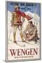 Holiday Poster for Wengen in Switzerland Showing a Couple Skiing-null-Mounted Photographic Print