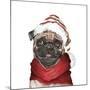 Holiday Pug-Elizabeth Medley-Mounted Art Print