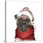 Holiday Pug-Elizabeth Medley-Stretched Canvas