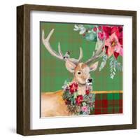 Holiday Reindeer on Plaid I-Patricia Pinto-Framed Art Print