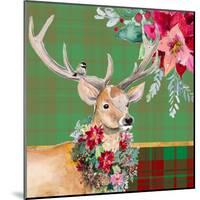 Holiday Reindeer on Plaid I-Patricia Pinto-Mounted Art Print