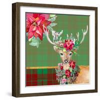 Holiday Reindeer on Plaid II-Patricia Pinto-Framed Art Print