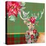 Holiday Reindeer on Plaid II-Patricia Pinto-Stretched Canvas