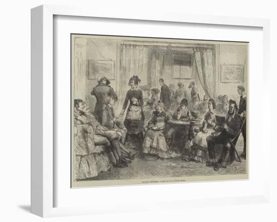 Holiday Sketches, a Wet Day in a Welsh Hotel-Frederick Barnard-Framed Giclee Print