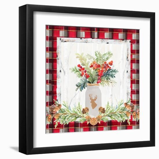 Holiday Sprig on Plaid II-Lanie Loreth-Framed Art Print