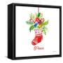 Holiday Stocking-Farida Zaman-Framed Stretched Canvas