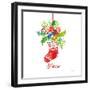 Holiday Stocking-Farida Zaman-Framed Art Print