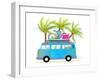Holiday Summer Trip Bus for Beach Tropical Vacation with Luggage. Touristic Summer Holidays Cartoon-Popmarleo-Framed Art Print