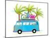 Holiday Summer Trip Bus for Beach Tropical Vacation with Luggage. Touristic Summer Holidays Cartoon-Popmarleo-Mounted Art Print