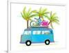 Holiday Summer Trip Bus for Beach Tropical Vacation with Luggage. Touristic Summer Holidays Cartoon-Popmarleo-Framed Premium Giclee Print