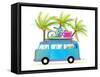 Holiday Summer Trip Bus for Beach Tropical Vacation with Luggage. Touristic Summer Holidays Cartoon-Popmarleo-Framed Stretched Canvas