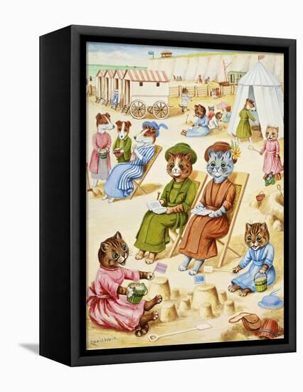 Holiday Time-Louis Wain-Framed Stretched Canvas