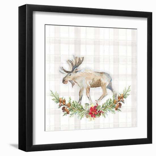 Holiday Woodland Garland on Plaid I-Lanie Loreth-Framed Art Print