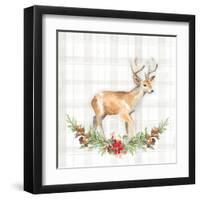 Holiday Woodland Garland on Plaid II-Lanie Loreth-Framed Art Print