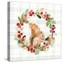 Holiday Woodland Wreath on Plaid II-Lanie Loreth-Stretched Canvas