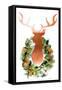 Holiday Wreath With Deer-Lanie Loreth-Framed Stretched Canvas