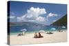 Holidaymakers on Antisamos Beach, Sami, Kefalonia (Kefallonia) (Cephalonia)-Ruth Tomlinson-Stretched Canvas