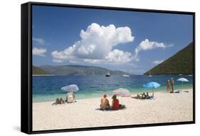 Holidaymakers on Antisamos Beach, Sami, Kefalonia (Kefallonia) (Cephalonia)-Ruth Tomlinson-Framed Stretched Canvas