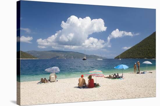 Holidaymakers on Antisamos Beach, Sami, Kefalonia (Kefallonia) (Cephalonia)-Ruth Tomlinson-Stretched Canvas