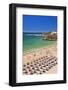 Holidaymakers Sunbathing under Beach Umbrellas-Neale Clark-Framed Photographic Print