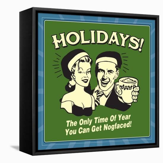 Holidays Nog Faced-Retrospoofs-Framed Stretched Canvas