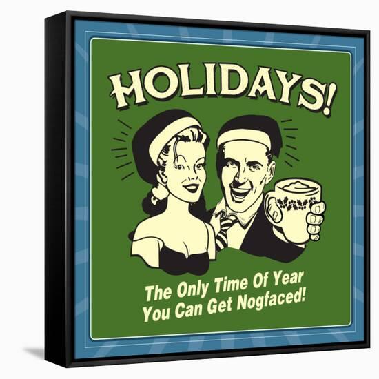 Holidays Nog Faced-Retrospoofs-Framed Stretched Canvas