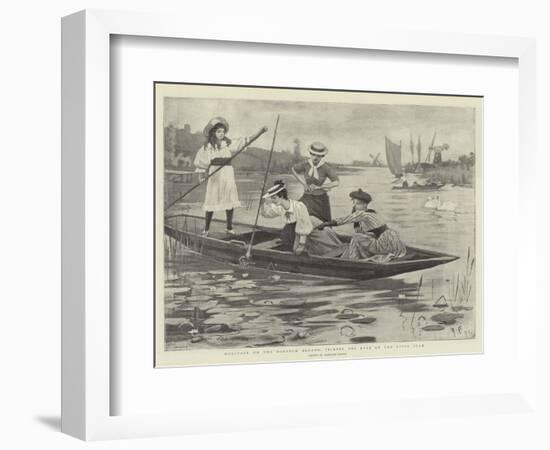 Holidays on the Norfolk Broads, Picking for Eels on the River Bure-null-Framed Giclee Print