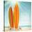 Holidays Vintage Design - Surfboards On A Beach Against A Sunny Seascape-vso-Stretched Canvas