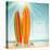 Holidays Vintage Design - Surfboards On A Beach Against A Sunny Seascape-vso-Stretched Canvas