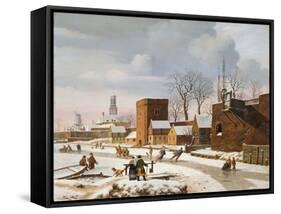 Holländische Winterlandschaft. 1835-Johann Wilhelm Preyer-Framed Stretched Canvas