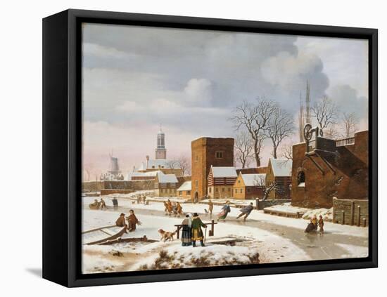 Holländische Winterlandschaft. 1835-Johann Wilhelm Preyer-Framed Stretched Canvas