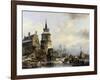 Holländische Winterlandschaft mit altertümlicher Stadt am Kanal. 1846-Jan Michael Ruyten-Framed Giclee Print