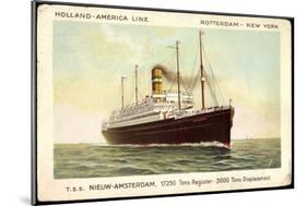 Holland America Line, T.S.S Nieuw Amsterdam, Steamer-null-Mounted Giclee Print