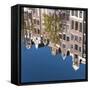 Holland, Amsterdam, Traditional Gabled Houses Reflected in Canal-Gavin Hellier-Framed Stretched Canvas