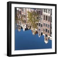 Holland, Amsterdam, Traditional Gabled Houses Reflected in Canal-Gavin Hellier-Framed Photographic Print