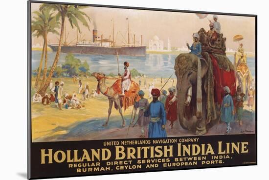 Holland British India Line Poster-E.V. Hove-Mounted Giclee Print