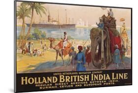 Holland British India Line Poster-E.V. Hove-Mounted Giclee Print