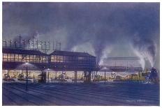 An Engine Driver's View of the Station as He Approaches It at Night, a Picture-Holland Browne-Art Print