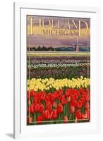 Holland, Michigan - Tulip Fields-Lantern Press-Framed Art Print