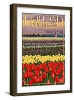 Holland, Michigan - Tulip Fields-Lantern Press-Framed Art Print